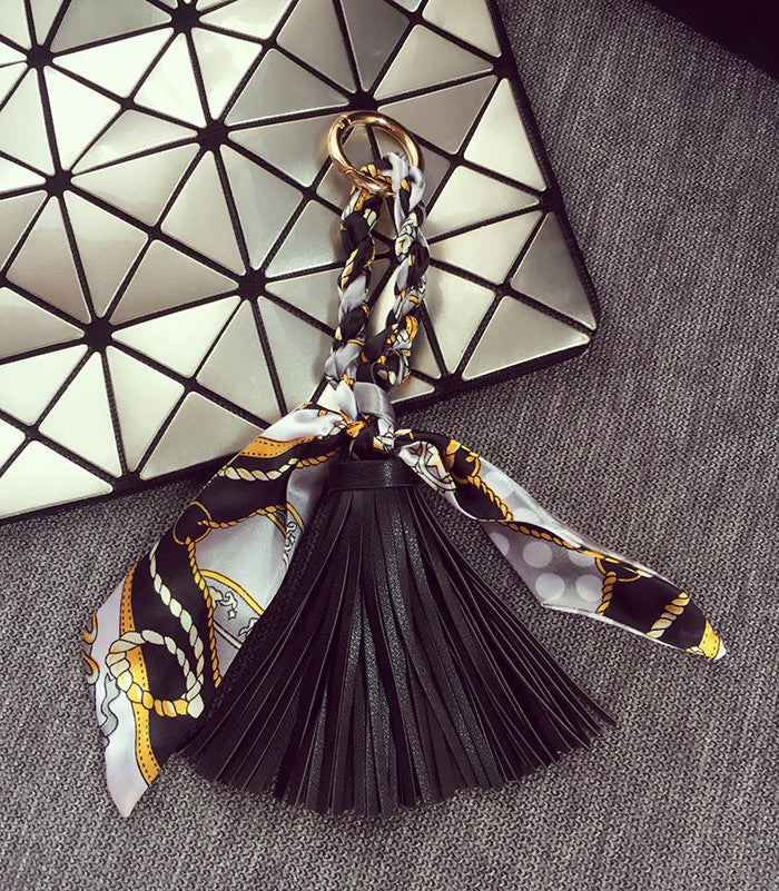Wholesale Spring and Summer Leather Scarf Tassel Pendant Keychain